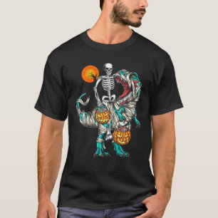 Camiseta Halloween Skeleton Riding Mummy Dinosaur T Rex Pum