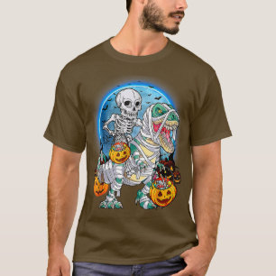 Camiseta Halloween Skeleton Riding Mummy Dinosaurs T re Pum