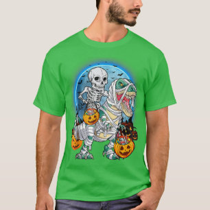 Camiseta Halloween Skeleton Riding Mummy Dinosaurs T re Pum