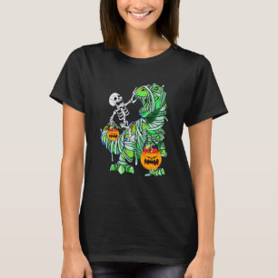 Camiseta Halloween Skeleton Riding Mummy Rex Dinosaur Kids