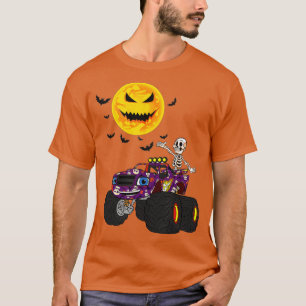 Camiseta Halloween Skeleton Riding Pumpkin Truck Boys Kids 