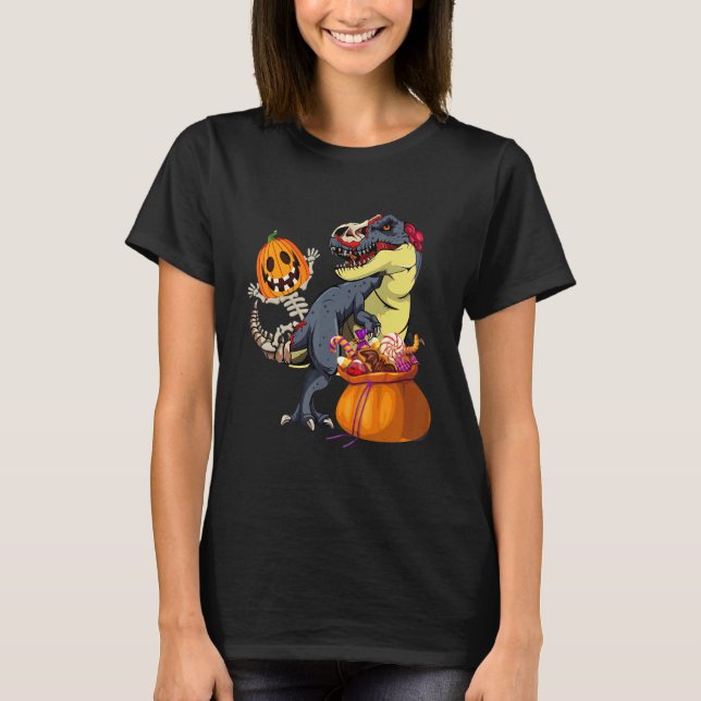 Camiseta Halloween Skeleton Rimmy Dinosaur Rex Pump (Anverso)