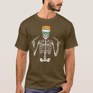 Camiseta Halloween Skeleton Rock Hand Play Drums Men T-S