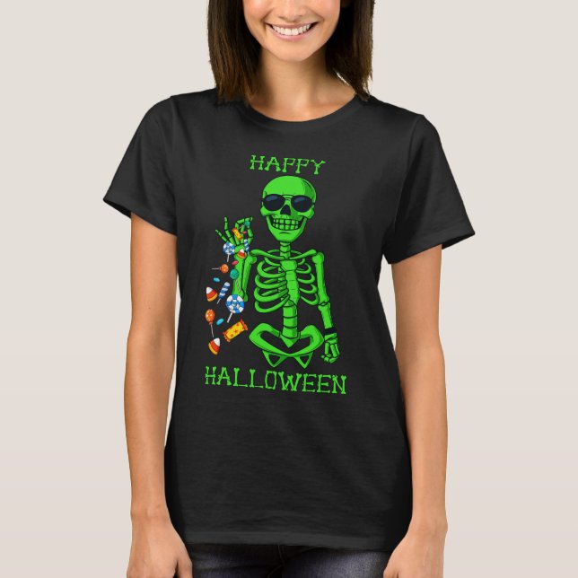 Camiseta Halloween Skeleton Salazón Candy Diversión 1 (Anverso)