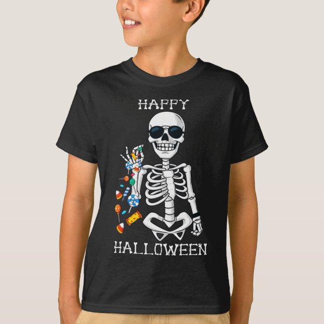 Camiseta Halloween Skeleton Salting Candy Fun (Anverso)
