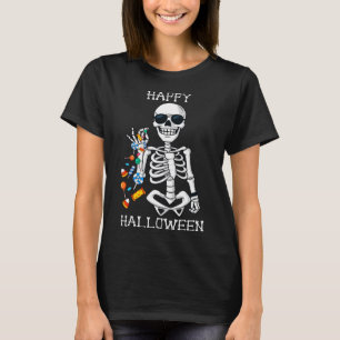 Camiseta Halloween Skeleton Salting Candy Fun