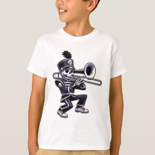 Camiseta Halloween Skeleton School Marcha Banda Trombona P
