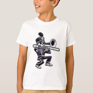 Camiseta Halloween Skeleton School Marcha Banda Trombona P