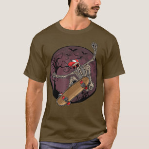 Camiseta Halloween Skeleton Skater Funny Skateboard Kids Bo