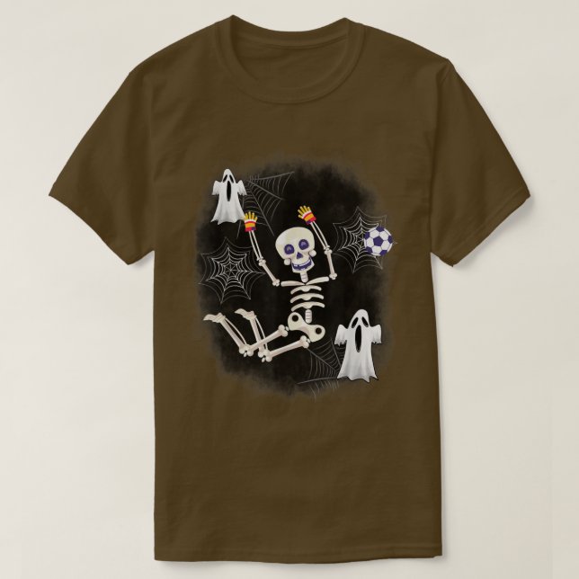 Camiseta Halloween Skeleton Soccer Player Goalkeeper Ball T (Diseño del anverso)