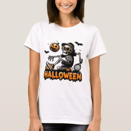 Camiseta Halloween Skeleton Tennis Player