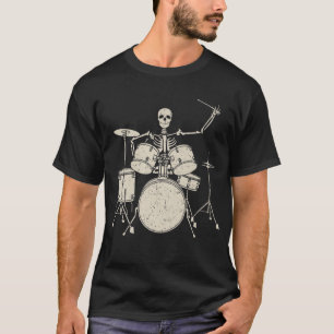 Camiseta Halloween Skeleton Tocando tambor Funny Drums Gift