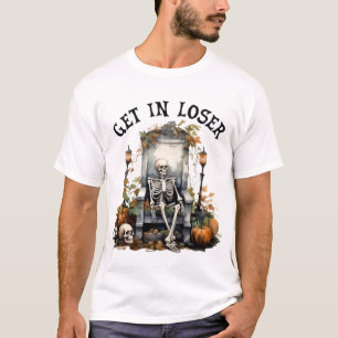 Camiseta Halloween Skeleton Tombstone Funny Art