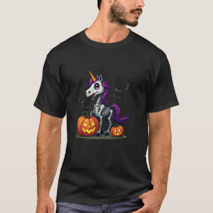 Camiseta Halloween Skeleton Unicorn Calabaza Trick O Trete