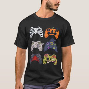 Camiseta Halloween Skeleton Zombie Gaming Controllers Mummy