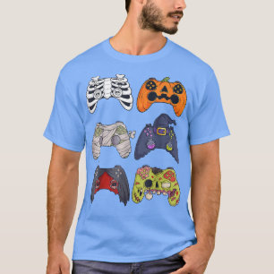 Camiseta Halloween Skeleton Zombie Gaming Controllers Mummy