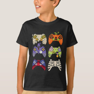Camiseta Halloween Skeleton Zombie Gaming Controllers Mummy