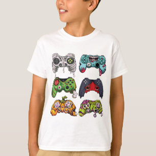 Camiseta Halloween Skeleton Zombie Gaming Controllers Mummy