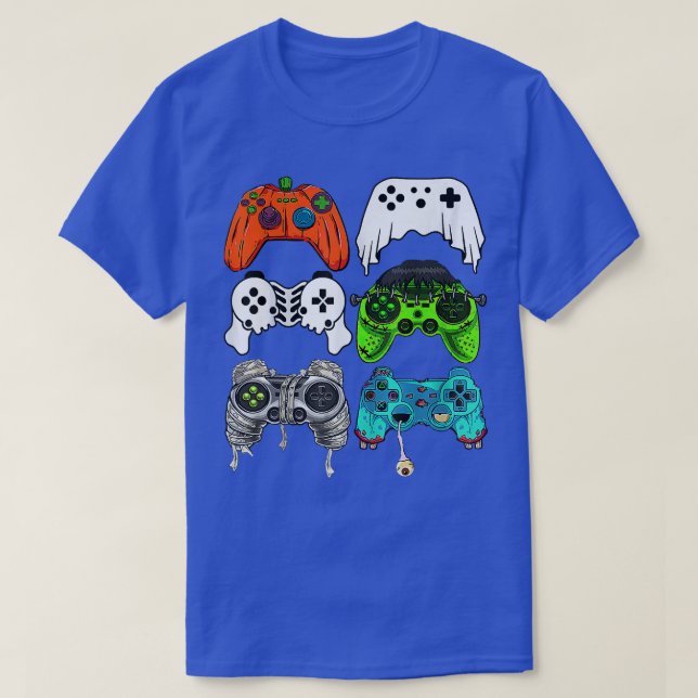 Camiseta Halloween Skeleton Zombie Gaming Controllers Mummy (Diseño del anverso)