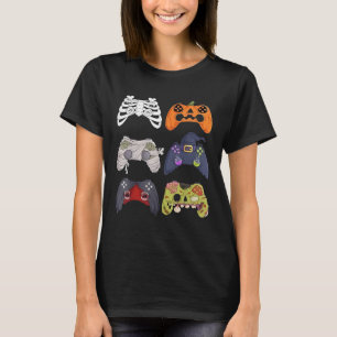 Camiseta Halloween Skeleton Zombie Gaming Controllers Mummy