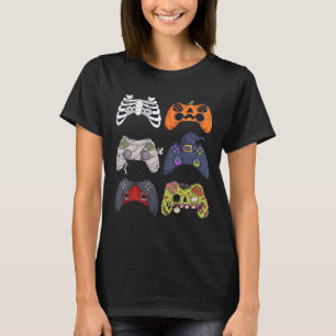 Camiseta Halloween Skeleton Zombie Gaming Controllers Mummy