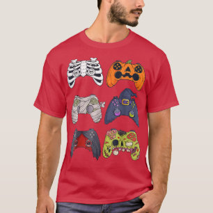 Camiseta Halloween Skeleton Zombie Gaming Controllers Mummy