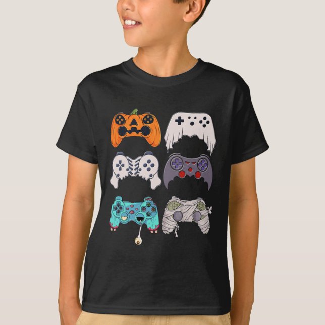 Camiseta Halloween Skeleton Zombie Gaming Controllers Mummy (Anverso)
