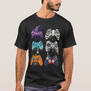 Camiseta Halloween Skeleton Zombie Gaming Controllers Mummy