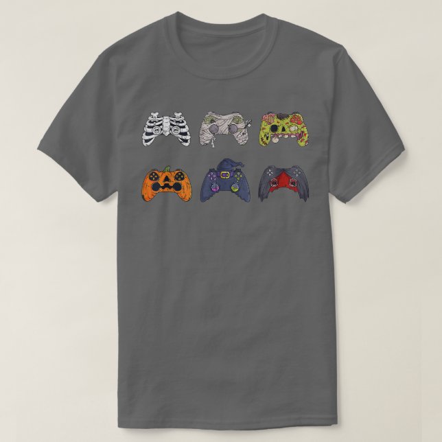 Camiseta Halloween Skeleton Zombie Gaming Controllers Mummy (Diseño del anverso)