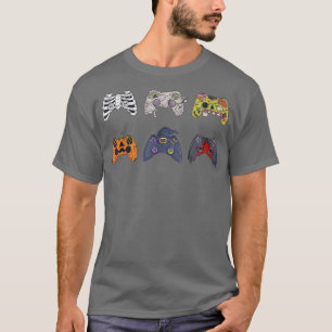 Camiseta Halloween Skeleton Zombie Gaming Controllers Mummy