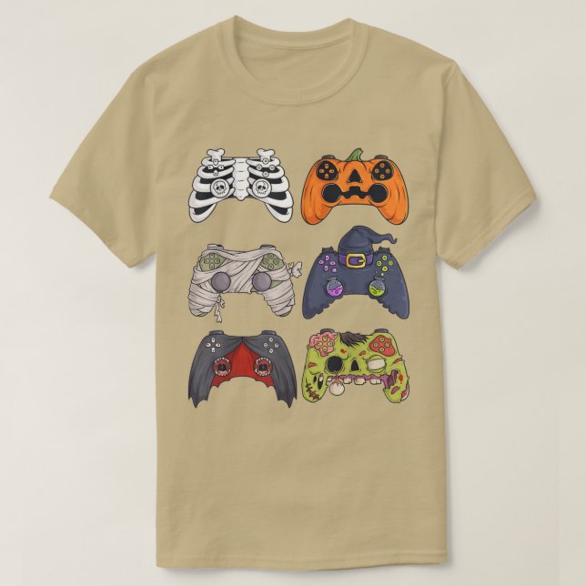 Camiseta Halloween Skeleton Zombie Gaming Controllers Mummy (Diseño del anverso)