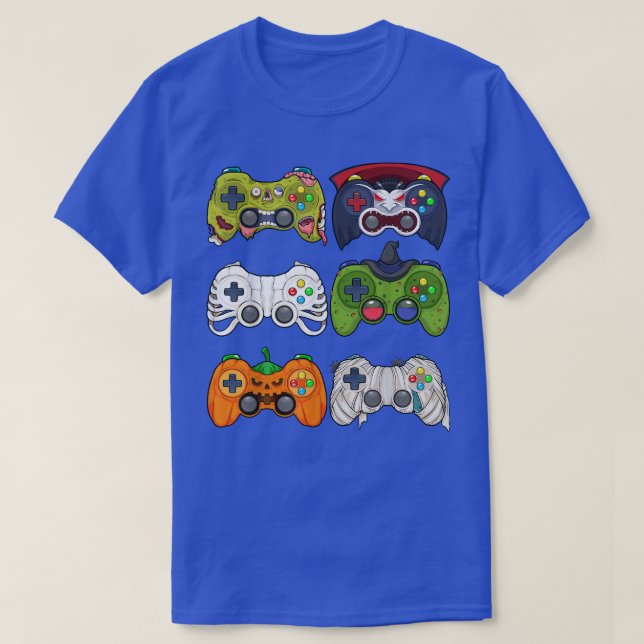 Camiseta Halloween Skeleton Zombie Gaming Controllers Mummy (Diseño del anverso)