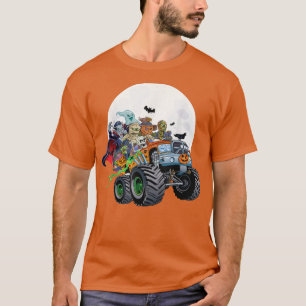 Camiseta Halloween Skeleton Zombie Monster Truck Vampire Bo