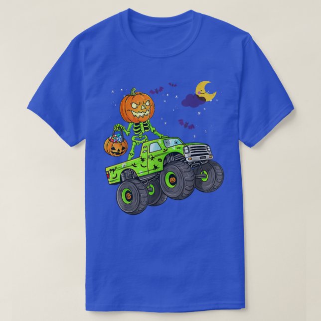 Camiseta Halloween Skeleton Zombie Riding Monster Truck Vam (Diseño del anverso)