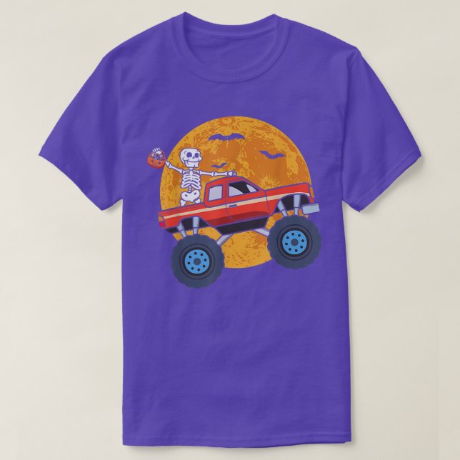 Camiseta Halloween Skeleton Zombie Riding Monster Truck Vam (Diseño del anverso)