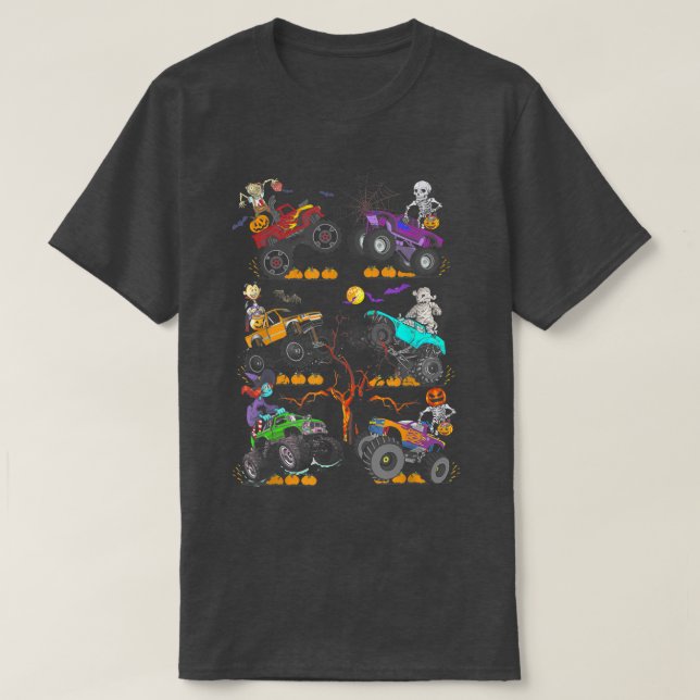 Camiseta Halloween Skeleton Zombie Riding Monster Truck Vam (Diseño del anverso)