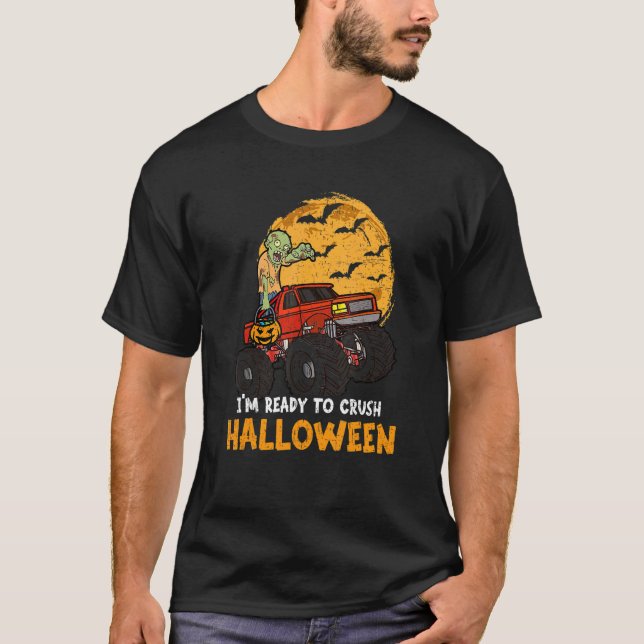 Camiseta Halloween Skeleton Zombie Riding Monster Truck Vam (Anverso)