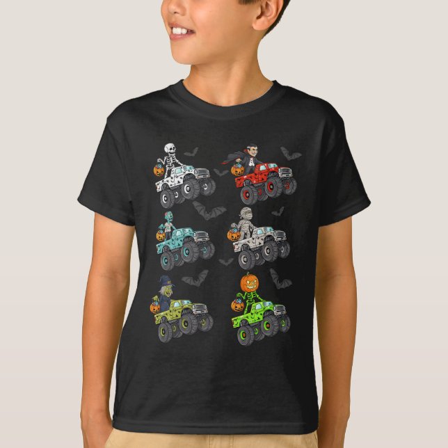 Camiseta Halloween Skeleton Zombie Riding Monster Truck Vam (Anverso)