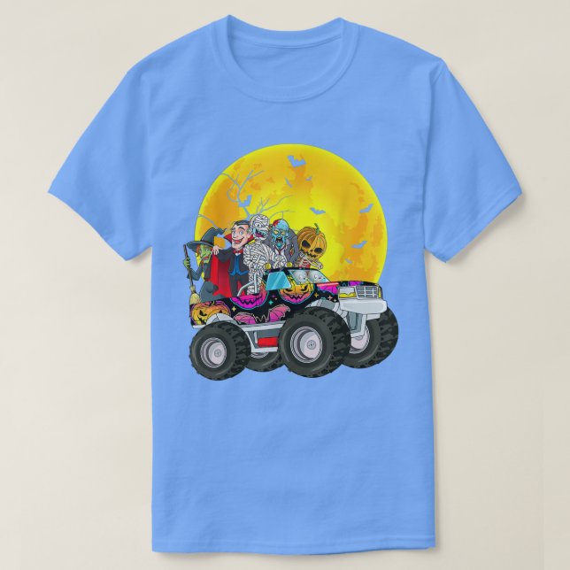 Camiseta Halloween Skeleton Zombie Riding Monster Truck Vam (Diseño del anverso)