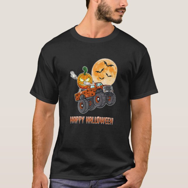 Camiseta Halloween Skeleton Zombie Riding Monster Truck Vam (Anverso)