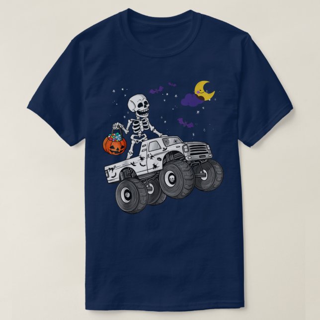 Camiseta Halloween Skeleton Zombie Riding Monster Truck Vam (Diseño del anverso)