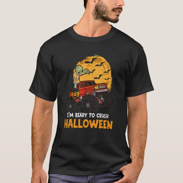 Camiseta Halloween Skeleton Zombie Riding Monster Truck Vam (Anverso)