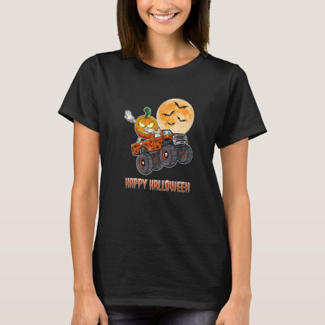 Camiseta Halloween Skeleton Zombie Riding Monster Truck Vam (Anverso)
