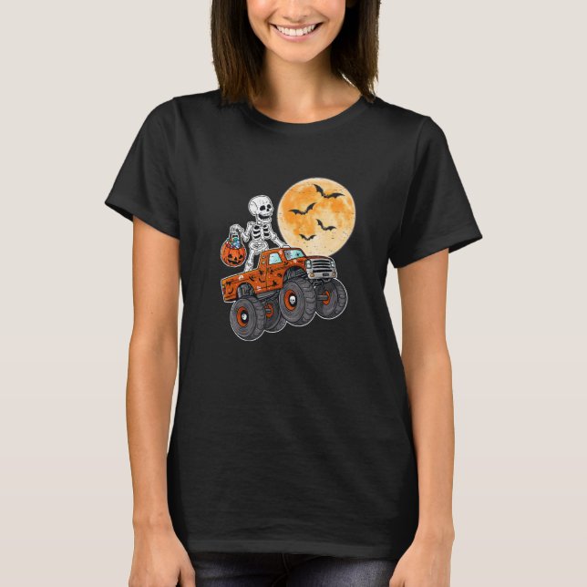 Camiseta Halloween Skeleton Zombie Riding Monster Truck Vam (Anverso)