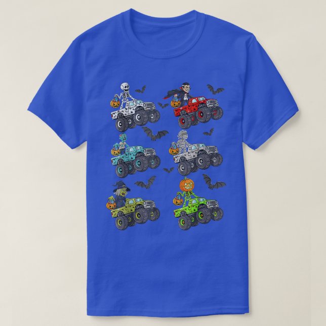 Camiseta Halloween Skeleton Zombie Riding Monster Truck Vam (Diseño del anverso)