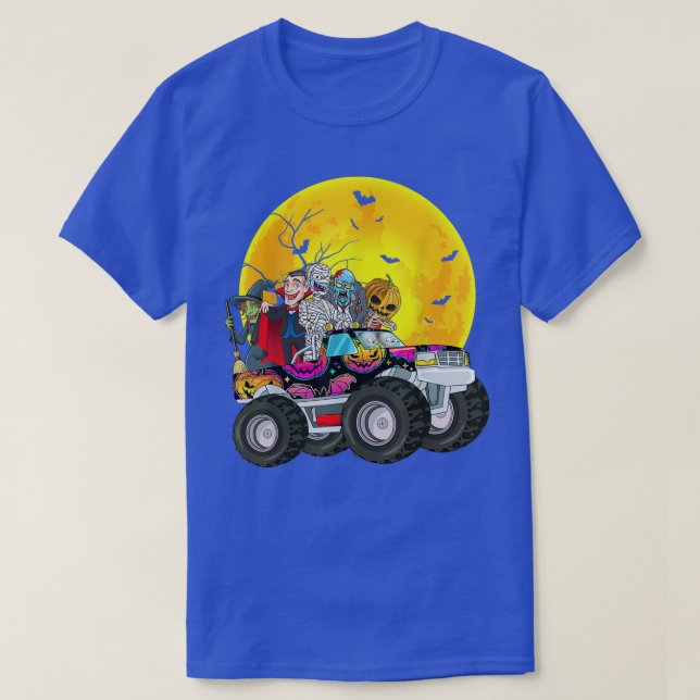 Camiseta Halloween Skeleton Zombie Riding Monster Truck Vam (Diseño del anverso)