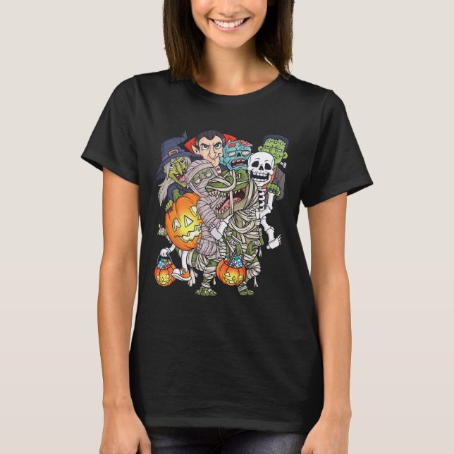 Camiseta Halloween Skeleton Zombie Rimmy T Rex Funny (Anverso)