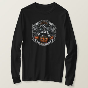 Camiseta Halloween Skull Chica gótica Helloween Bruja