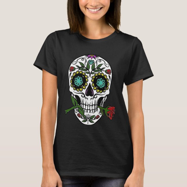 Camiseta Halloween Skull Dia de los Muertos Day of the Dead (Anverso)