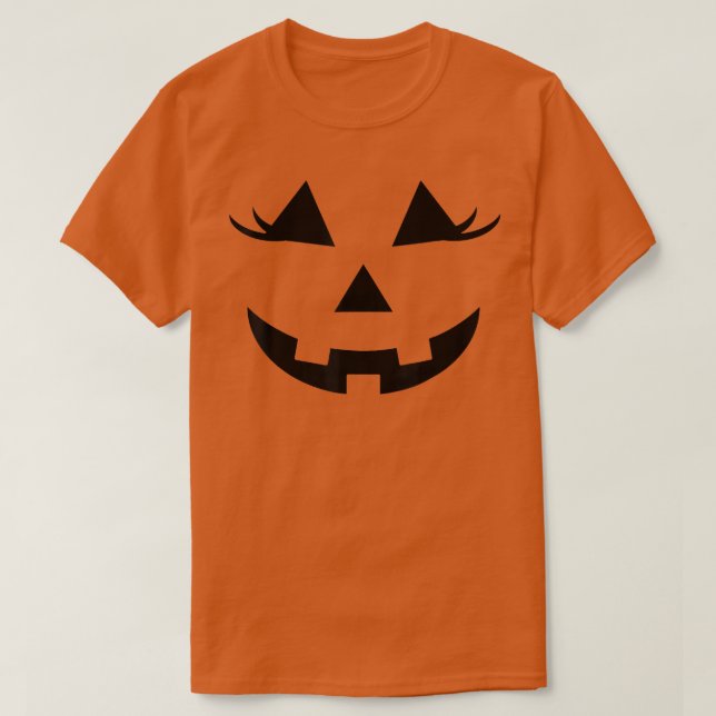 Camiseta Halloween Sonriendo Calabaza JackoLantern Eyelashe (Diseño del anverso)